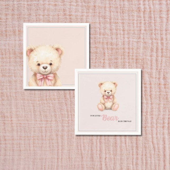 Our Little Bear on the Way Fall Baby Shower Pink Napkin (Creator Uploaded)