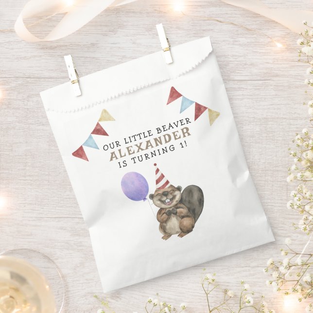 Our Little Beaver 1st Birthday Party Favour Bag (Clipped)