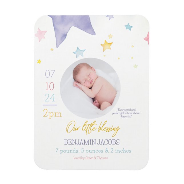 Our Little Blessing Baby Announcement Magnet (Vertical)
