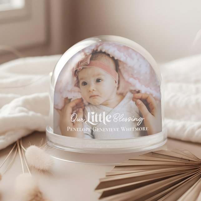 Our Little Blessing Baby Birth Stat Photo Keepsake Snowglobe (Our Little Blessing Baby Birth Stat Photo Keepsake Snow Globe (Front))