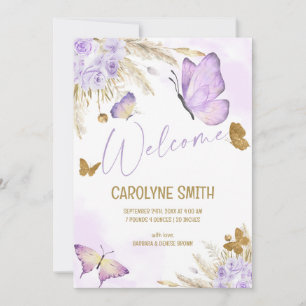 Our Little Boho Purple Butterfly Birth Announcement
