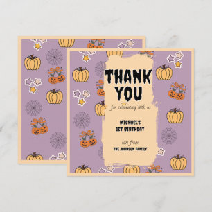 Our Little Boo 1st Birthday Halloween Thank You Card