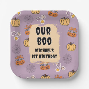 Our Little Boo 1st Birthday Halloween Thank You Paper Plate