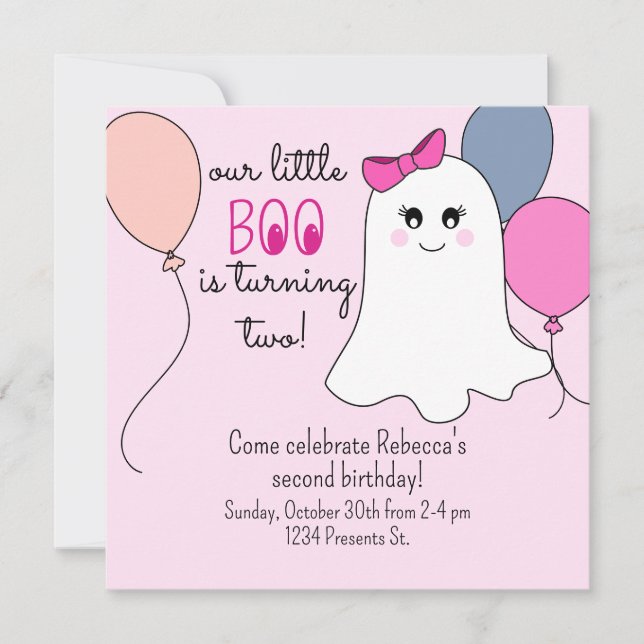 Our Little Boo 2nd Birthday Party Invitation (Front)