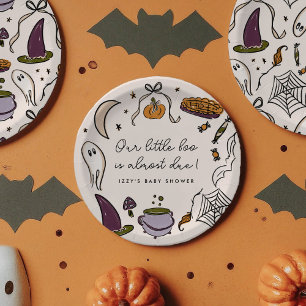 Our Little Boo Almost Due Halloween Baby Shower Paper Plate