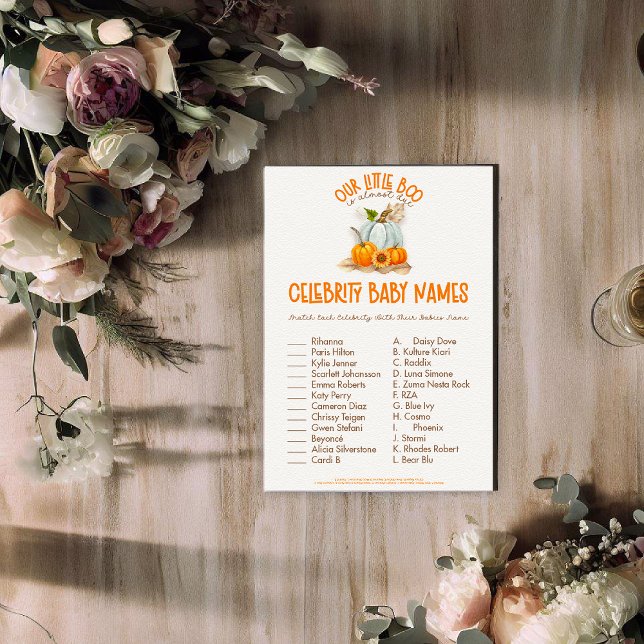 Our Little Boo Baby Shower Celebrity Babies Game Enclosure Card (Creator Uploaded)