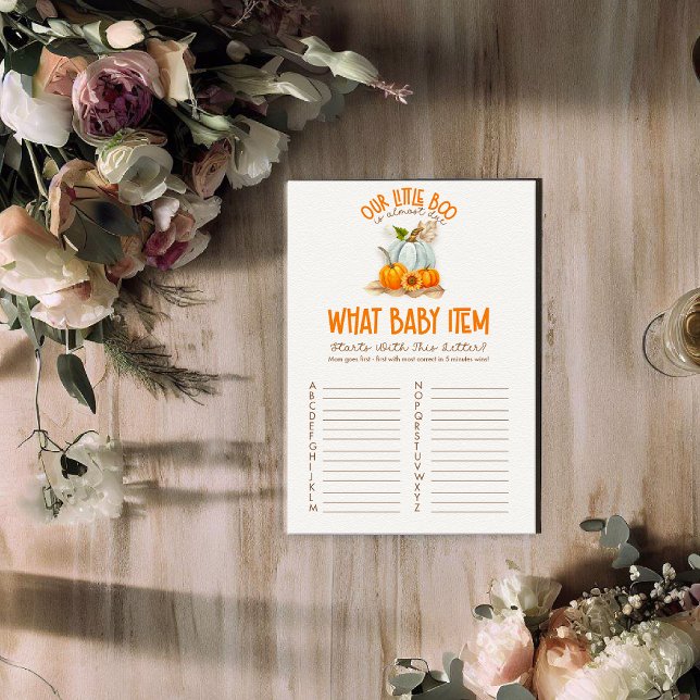 Our Little Boo Baby Shower What Baby Item Game Enclosure Card (Creator Uploaded)