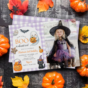 Our Little BOO Ghost Halloween 2nd Birthday Photo Invitation