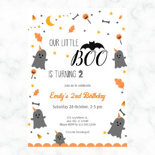 Our Little Boo Girl Halloween Birthday Any Year Invitation