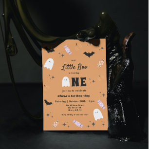 Our Little Boo Halloween 1st Birthday Invitation