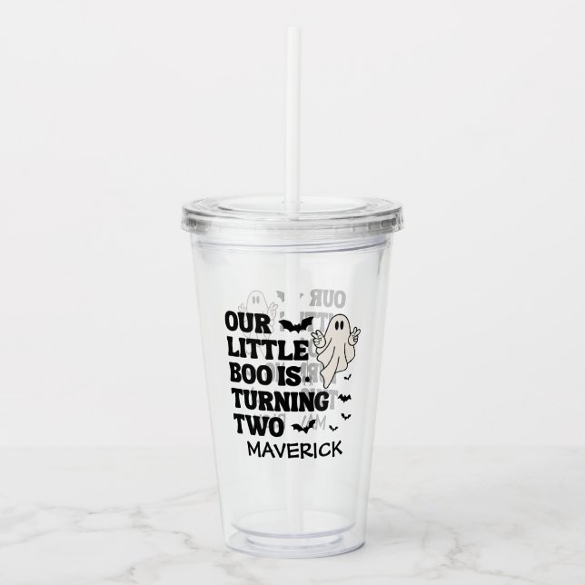 Our Little Boo Halloween 2nd Birthday Acrylic Tumbler (Front)