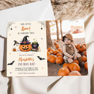 Our Little Boo Halloween 2nd Birthday Photo Invitation