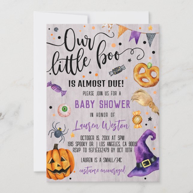 Our Little Boo Halloween Baby Shower Invitation (Front)