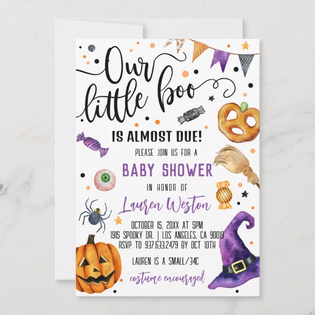 Our Little Boo Halloween Baby Shower Invitation (Front)