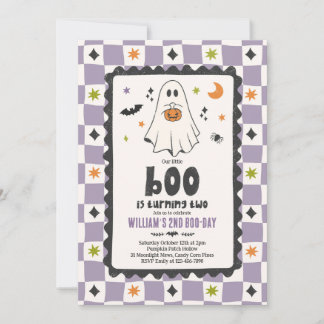 Our Little Boo Halloween Boy Ghost 2nd Birthday Invitation