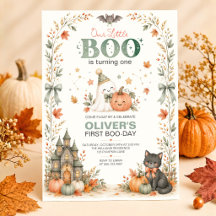 Our Little Boo Halloween First Birthday Invitation