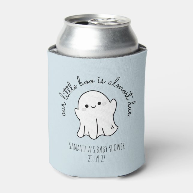 Our Little Boo Is Almost Due Boy Halloween Can Cooler (Can Front)