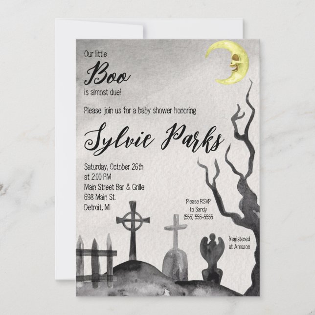 Our Little BOO is almost Due Graveyard Baby Shower Invitation (Front)