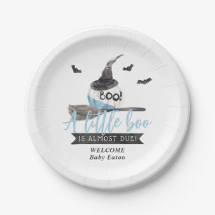 Our Little Boo is Almost Due Halloween Boy Paper Paper Plate