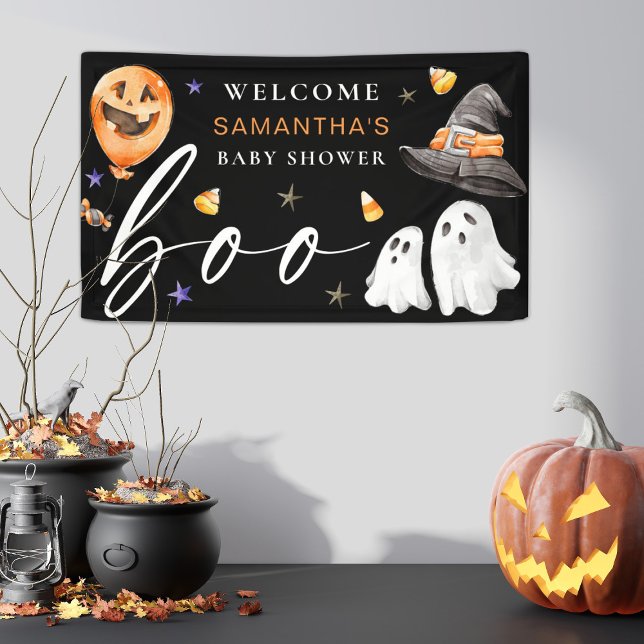 Our Little Boo is Due Halloween Baby Shower Black Banner (This product is more than just a simple decoration, it is a pledge of warmth, love, and anticipation)