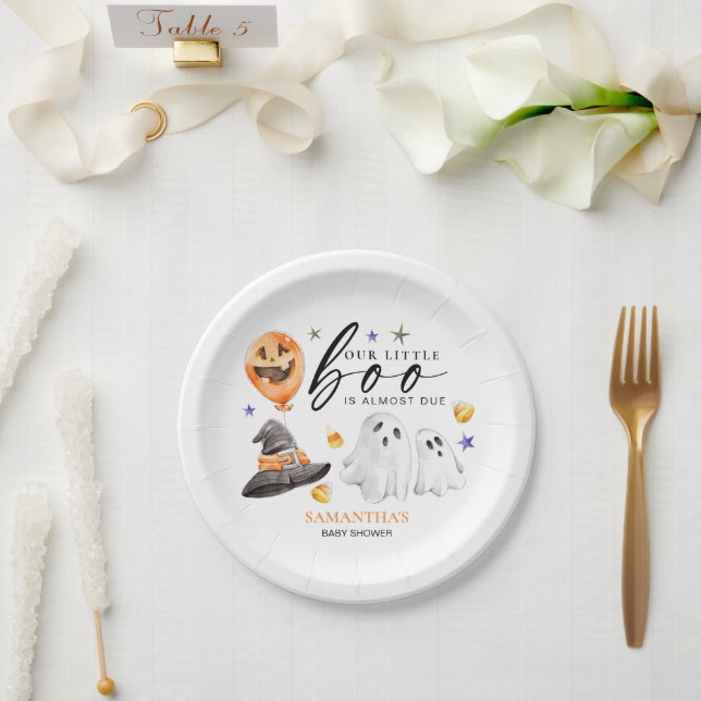 Our Little Boo is Due Halloween Baby Shower Paper Plate (Wedding)