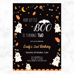 Our Little Boo is Girl Halloween Birthday Any Year Invitation