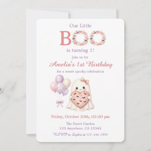 Our Little Boo Is Turning 1 Invitation Floral