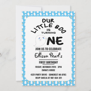 Our Little Boo Is Turning One, Bleu Boy Halloween Invitation