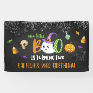 Our Little Boo is Turning TWO Birthday Banner - Bl