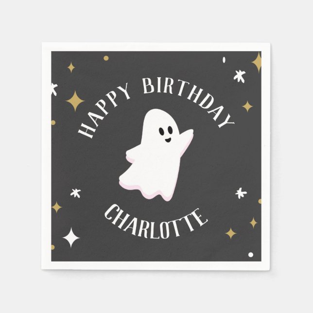 Our Little Boo is Turning Two Ghost Halloween Napkin (Front)
