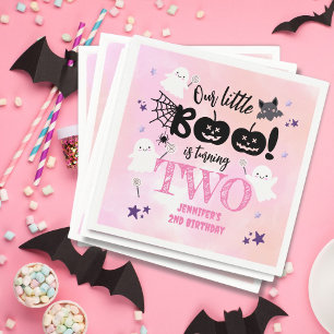 Our Little Boo Is Turning TWO! Halloween Birthday Napkin