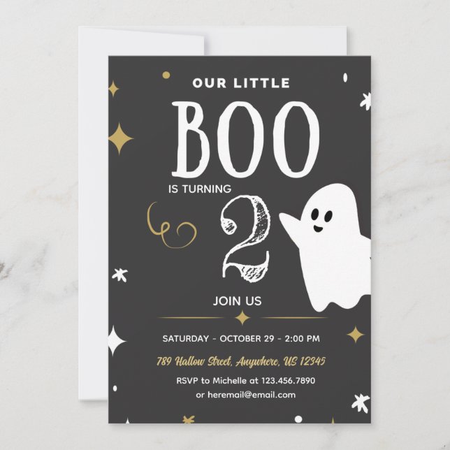 Our Little Boo Is Turning Two  Invitation (Front)