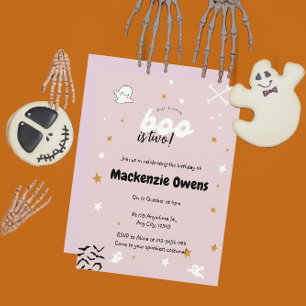 Our Little Boo is Two Cute Pink Birthday Invitation