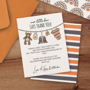 Our Little Boo Neutral Halloween Baby Shower Thank You Card