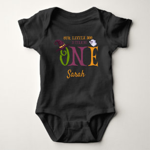 Our Little Boo Turning One, Halloween 1st Birthday Baby Bodysuit