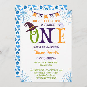 Our Little Boo Turning One, Halloween 1st Birthday Invitation