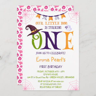 Our Little Boo Turning One, Halloween 1st Birthday Invitation