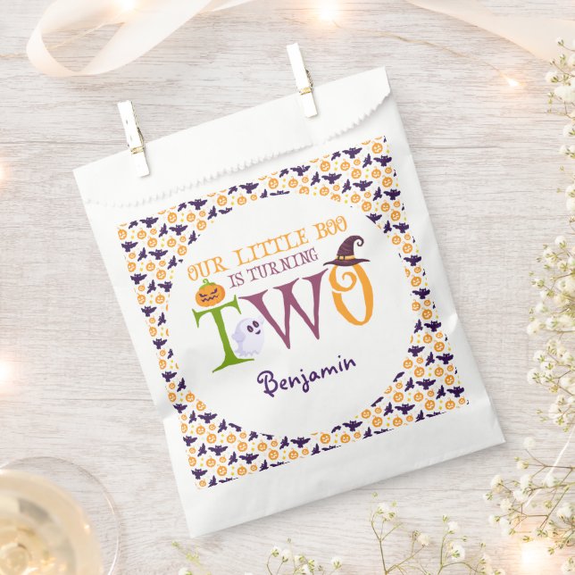Our Little Boo Turning Two Halloween 2nd Birthday Favour Bag (Clipped)