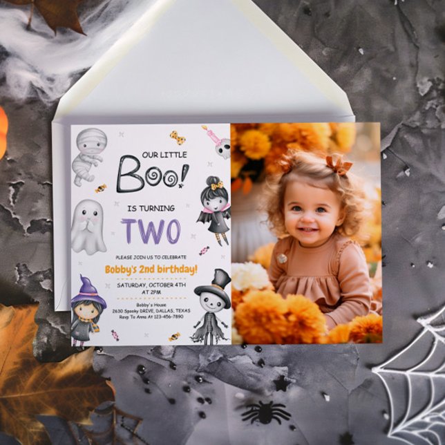 Our Little Boo Turning Two Halloween 2nd Birthday Invitation (Creator Uploaded)
