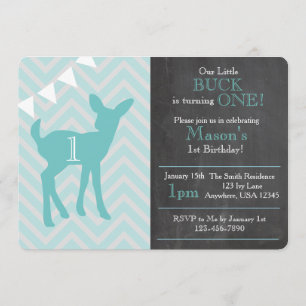 Our Little Buck Is Turning ONE Birthday Invite