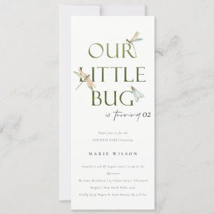 Our Little Bug Green Dragonfly Any Age Birthday Invitation