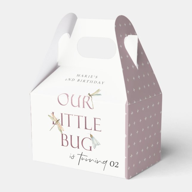 Our Little Bug Pink Dragonfly Any Age Birthday Favour Box (Front Side)