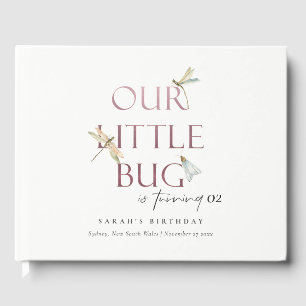 Our Little Bug Pink Dragonfly Any Age Birthday Guest Book