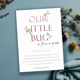 Our Little Bug Pink Dragonfly Any Age Birthday Thank You Card