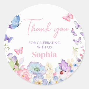 Our Little Butterfly Birthday Party Classic Round Sticker