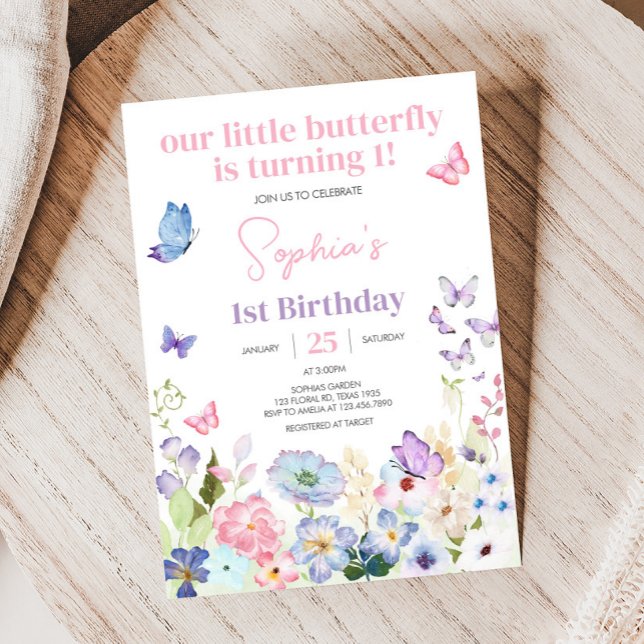 Our Little Butterfly Birthday Party Invitation (Whimsical Our Little Butterfly Birthday Party Invitation)
