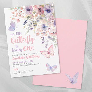 Our Little Butterfly Girl's Pink Birthday Party Invitation