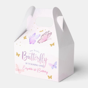 Our Little Butterfly Pink Purple Girl 1st Birthday Favour Box