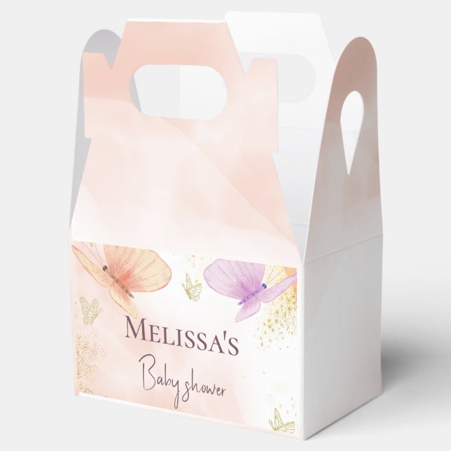 Our Little Butterfly Watercolor Pink Purple Gold  Favour Box (Opened)