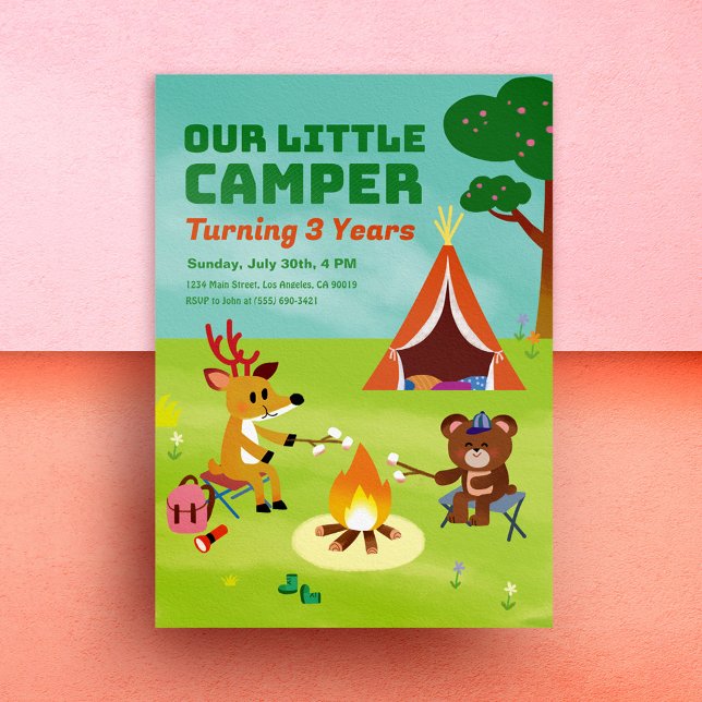 Our Little Camper Kids Birthday Invitation  (Creator Uploaded)